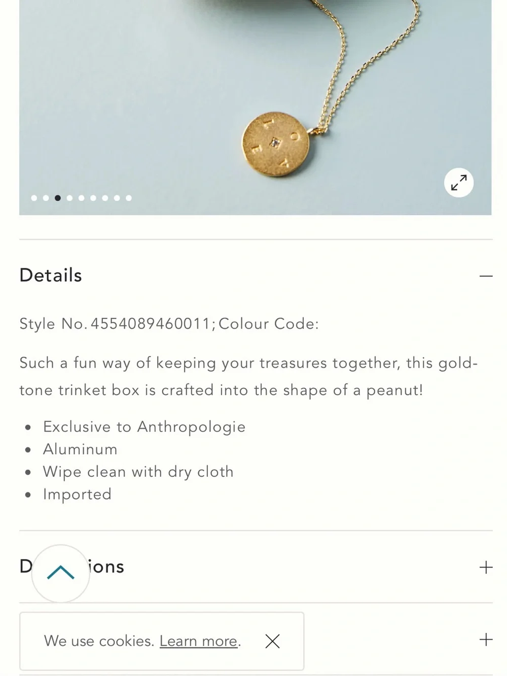 Anthropologie Gilded Treat Trinket Box Peanut